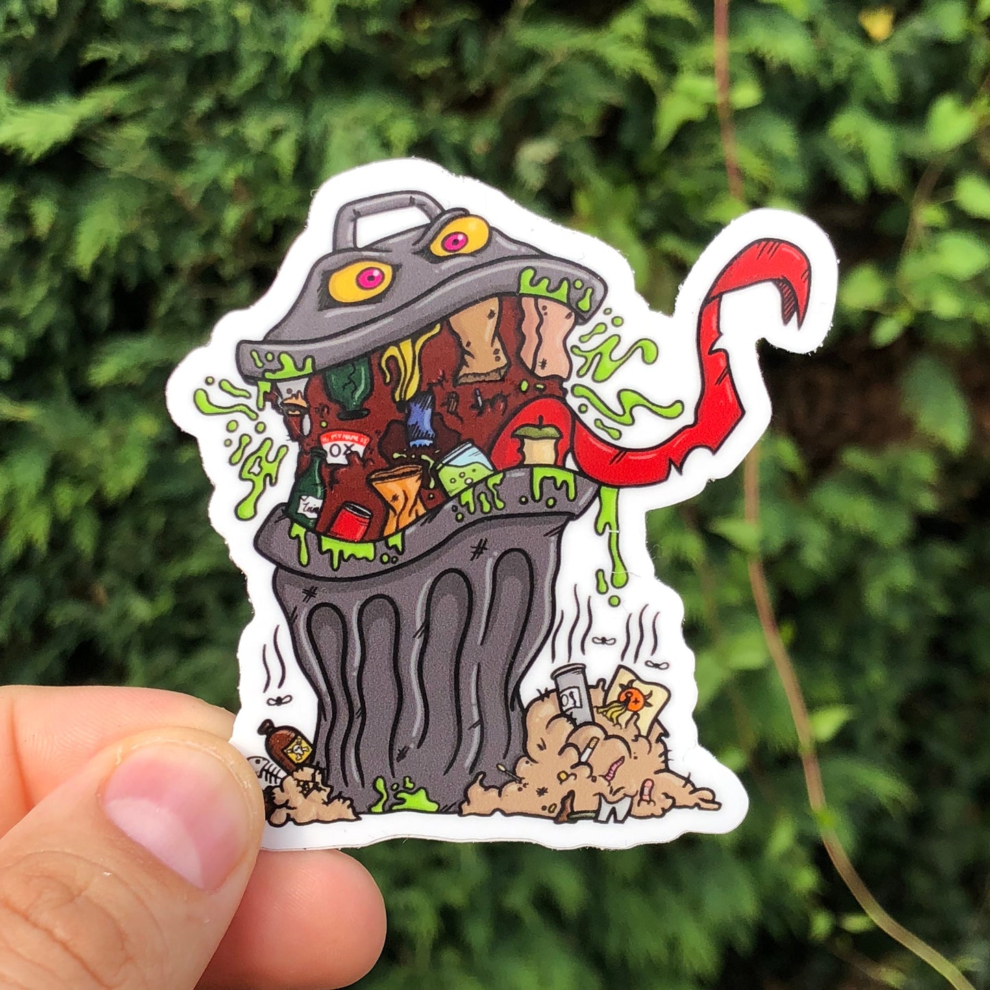 Trash Can Monster Sticker